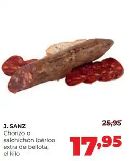 Alimerka J. SANZ chorizo o salchichón ibérico extra de bellota oferta