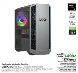 El Corte Inglés Lenovo - ordinador de taula gaming oferta