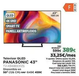 El Corte Inglés Panasonic - televisor qled 43 tv-43w80cezs oferta