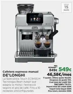 El Corte Inglés De'longhi - cafetera espresso manual oferta