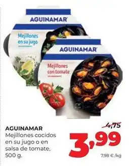 Alimerka Aguinamar - mejillones cocidos en su jugo o en salsa de tomate oferta