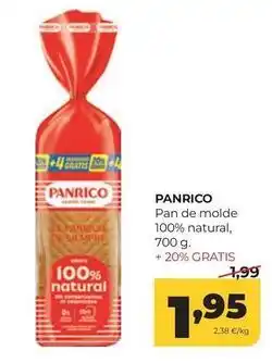 Alimerka Panrico - pan de molde 100% natural oferta
