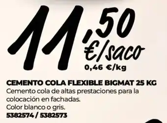 Cemento cola flexible bigmat 25 kg