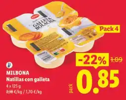Lidl Milbona natillas con galleta oferta