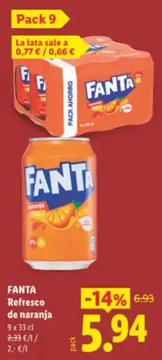Lidl Fanta refresco de naranja oferta