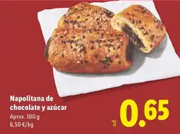 Lidl Napolitana de chocolate y azúcar oferta