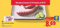 Lidl Lidl Patas de pulpo cocidas oferta