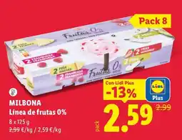 Lidl Milbona línea de frutas 0% oferta