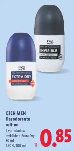 Lidl Cien Men Desodorante roll-on oferta