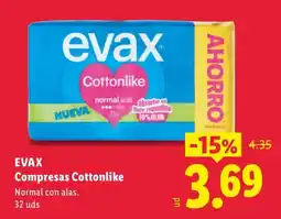 Lidl Evax compresas cottonlike oferta