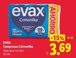 Lidl Evax compresas cottonlike oferta