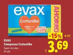 Lidl evax compresas cottonlike oferta
