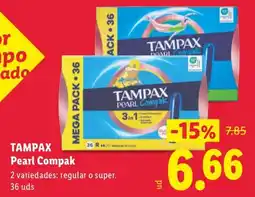 Lidl Tampax pearl compak oferta