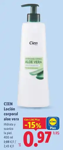 Lidl Cien loción corporal aloe vera oferta