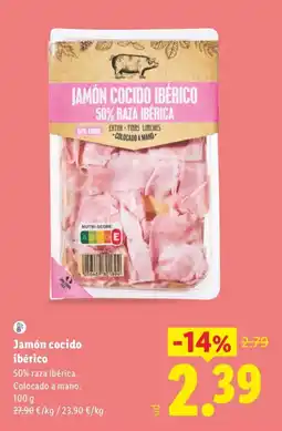 Lidl Jamón cocido ibérico oferta