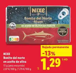 Lidl Nixe bonito del norte en aceite de oliva oferta