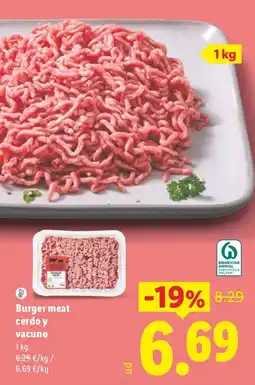 Lidl Burger meat cerdo y vacuno oferta