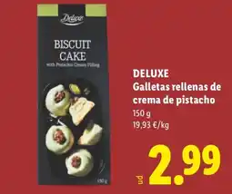 Lidl Deluxe biscuit cake with pistachio cream filling oferta