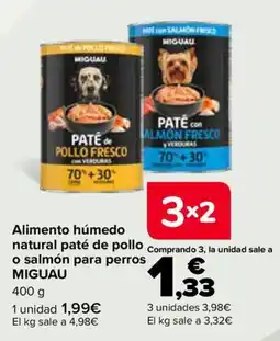 Carrefour Miguau paté de pollo o salmón oferta