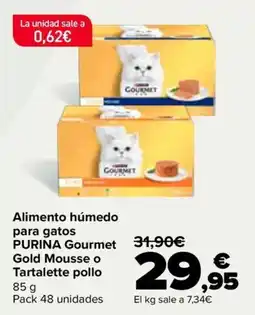 Carrefour Purina Gourmet Gold Mousse o Tartalette pollo oferta