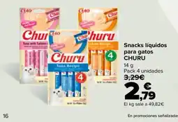 Carrefour Churu snacks líquidos para gatos oferta