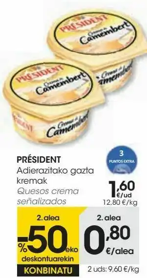 Eroski Président queso crema señalizados oferta