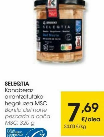 Eroski Seleqtia bonito del norte pescado a caña msc oferta