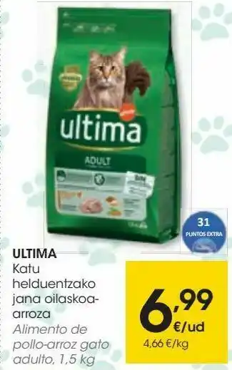 Eroski Ultima alimento de pollo-arroz gato adulto oferta
