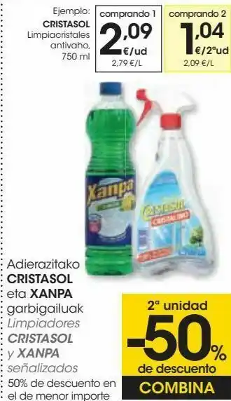 Eroski Limpiadores cristasol y xanpa oferta