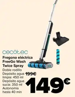 Carrefour cecotec fregona eléctrica freego wash twice spray oferta