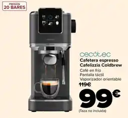 Carrefour cecotec cafetera espresso cafelizzia coldbrew oferta