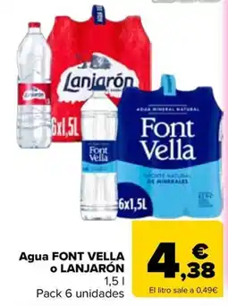 Carrefour Agua font vella o lanjarón oferta