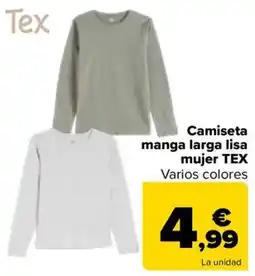 Carrefour Tex camiseta manga larga lisa mujer oferta
