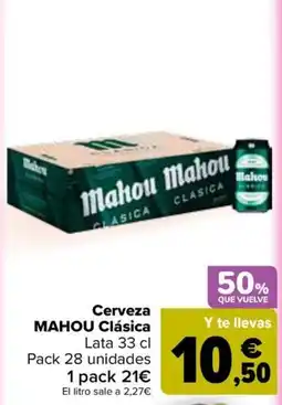 Carrefour Mahou cerveza clásica oferta