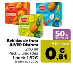 Carrefour Juver bebidas de fruta Disfruta oferta