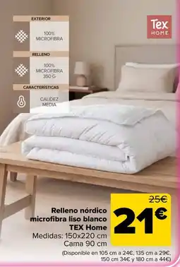 Carrefour Tex Home relleno nórdico microfibra liso blanco oferta