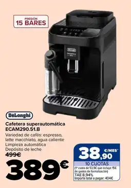 Carrefour DeLonghi cafetera superautomática ECAM290.51.B oferta