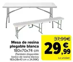 Carrefour Mesa de resina plegable blanca oferta