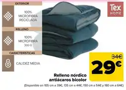 Carrefour Tex Home relleno nórdico antiácaros bicolor oferta