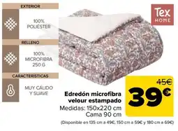 Carrefour Tex Home edredón microfibra velour estampado oferta