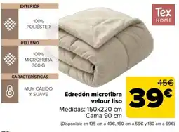 Carrefour Tex Home edredón microfibra velour liso oferta