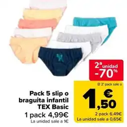 Carrefour TEX Basic slip o braguita infantil oferta