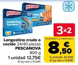 Carrefour Pescanova langostino crudo o cocido oferta