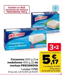 Carrefour Pescanova corazones de filetes de merluza sin piel oferta