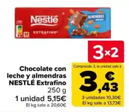 Carrefour Nestlé Chocolate con leche y almendras Extrafino oferta