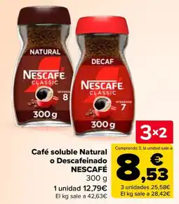 Carrefour Nescafe cafe soluble natural o descafeinado oferta