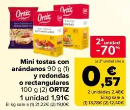 Carrefour ortiz mini tostas con arándanos y redondas o rectangulares oferta