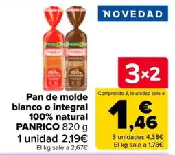 Carrefour Panrico pan de molde blanco o integral oferta