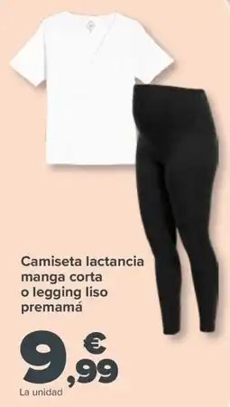 Carrefour Camiseta lactancia manga corta o legging liso premamá oferta