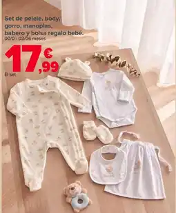 Carrefour Set de pelele, body, gorro, manoplas, babero y bolsa regalo bebé oferta